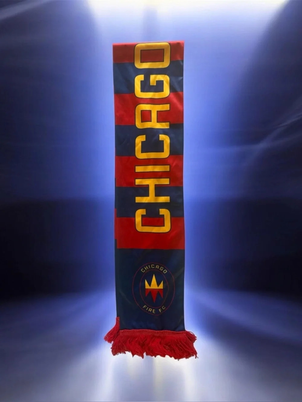 Chicago Fire FC Football Club Soccer Red, Navy & Yellow Gold Silky Neck Scarf